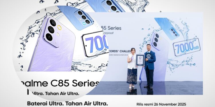 Realme C85 Cetak Rekor Dunia Lewat Uji Tahan Air Masal